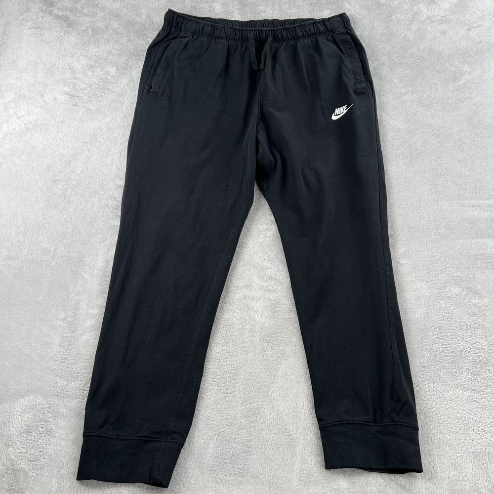 Nike Club Futura Logo Jersey Joggers 2XL Black Sweatpants Cuffed Lounge Fitness